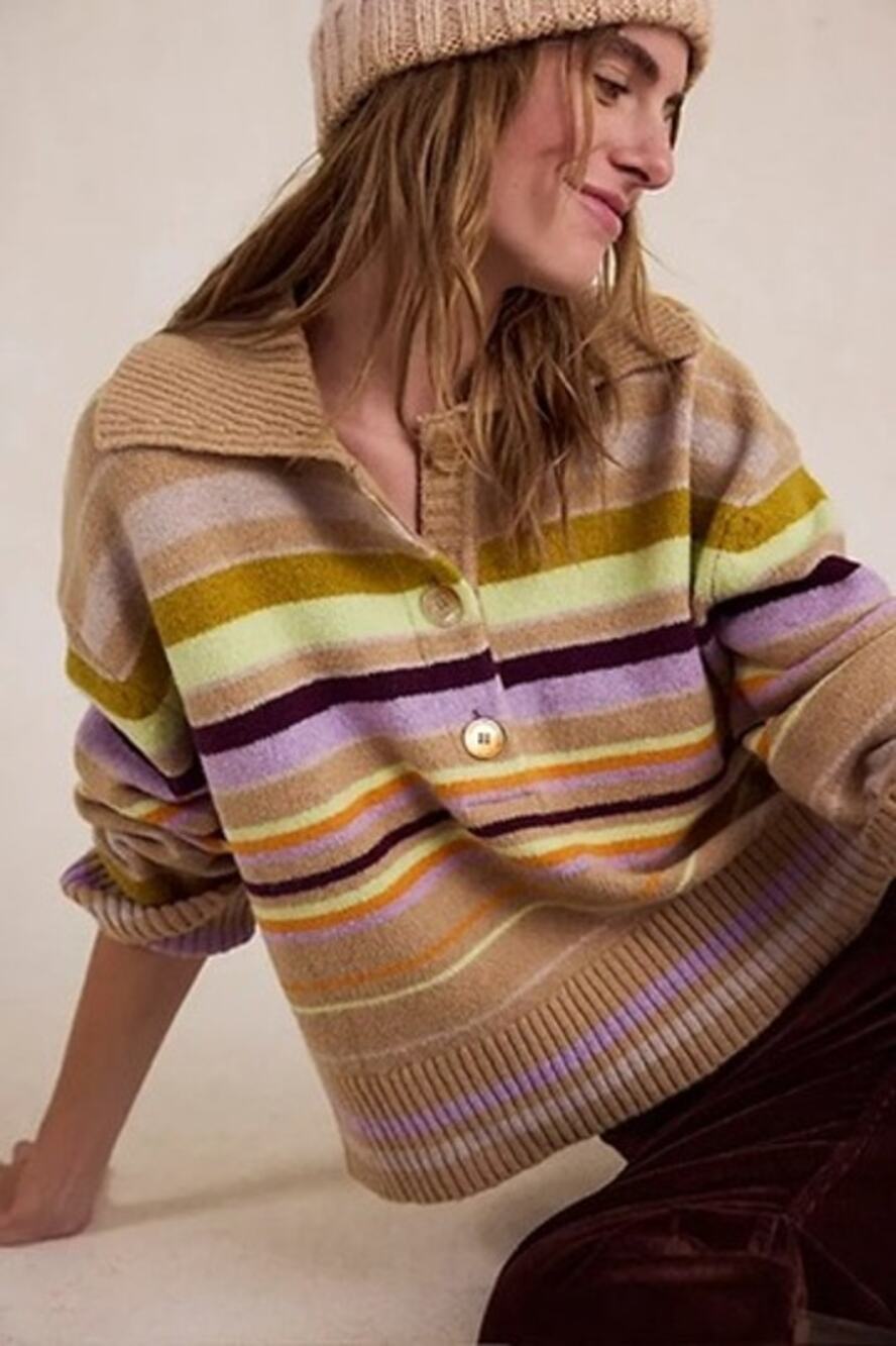 Free People Trading Up Striped Polo, NWT, Size M
